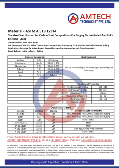 ASTM A 519 12L14