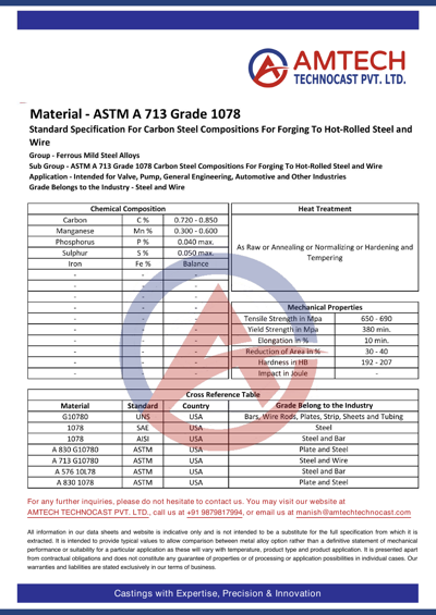 ASTM A 713 Grade 1078