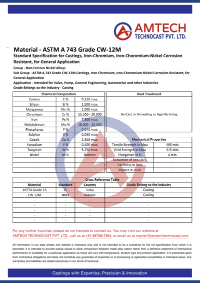 ASTM A 743 Grade CW-12M