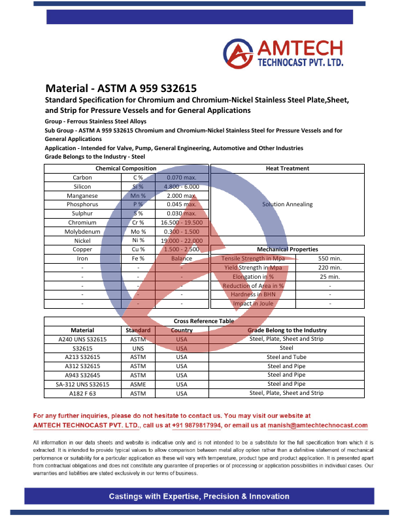 ASTM A 959 S32615