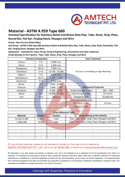 ASTM A 959 Type 660