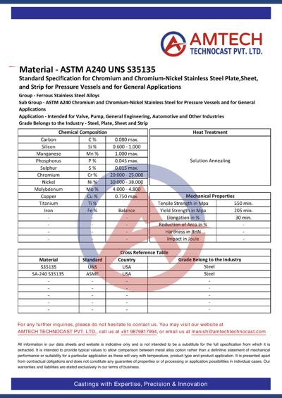 ASTM A240 UNS S35135