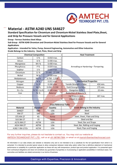 ASTM A240 UNS S44627