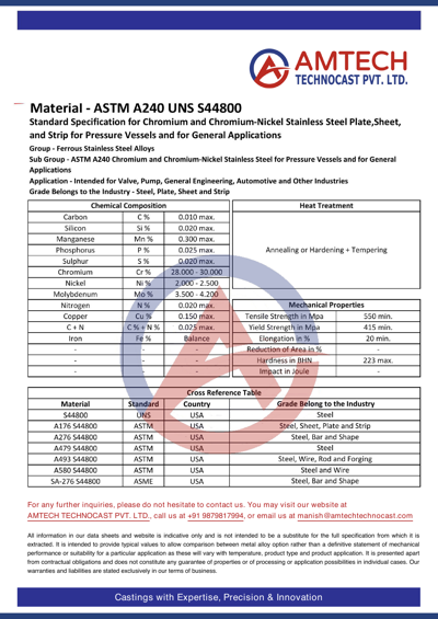 ASTM A240 UNS S44800
