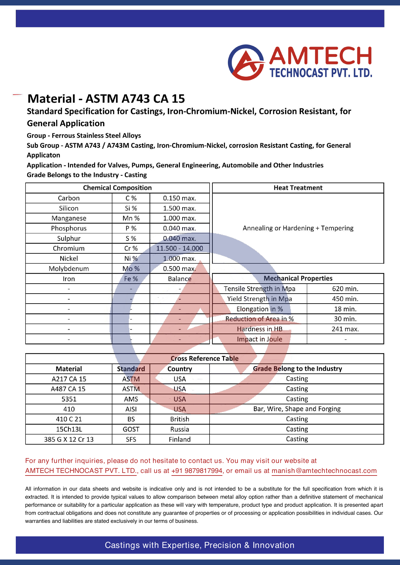 ASTM A743 CA 15