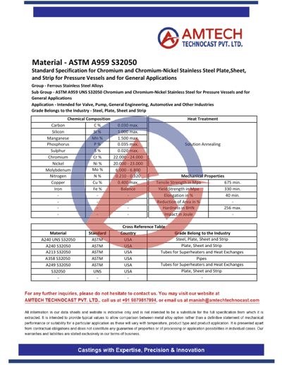 ASTM A959 S32050