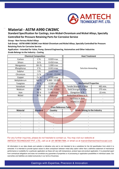 ASTM A990 CW2MC