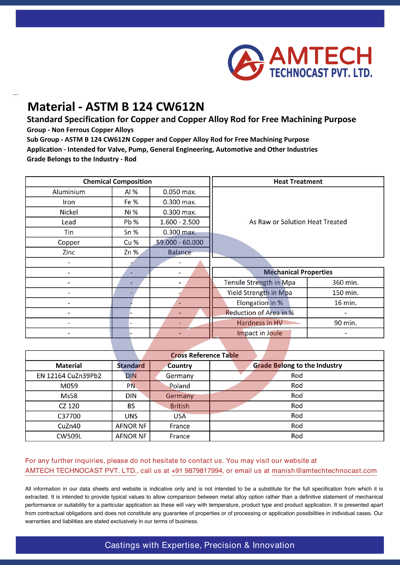 ASTM B 124 CW612N
