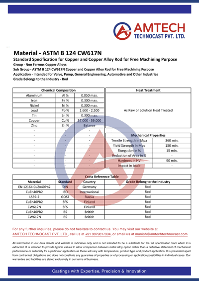 ASTM B 124 CW617N