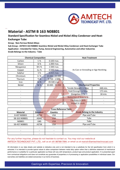 ASTM B 163 N08801