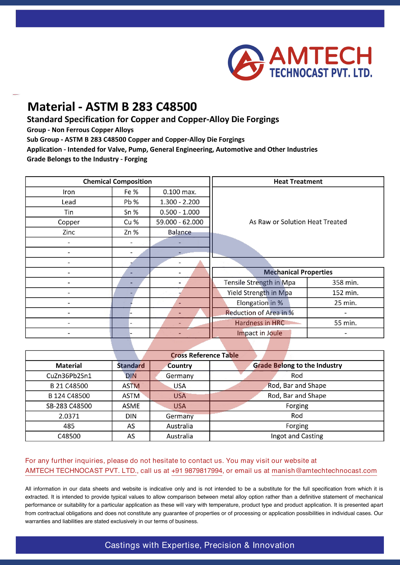 ASTM B 283 C48500