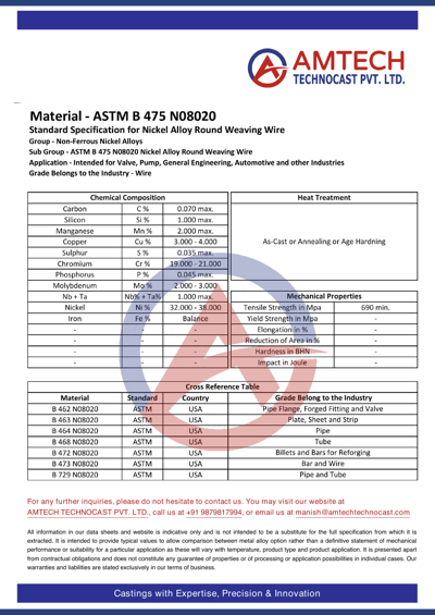 ASTM B 475 N08020
