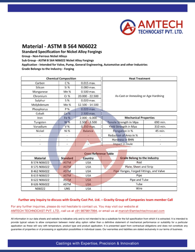 ASTM B 564 N06022