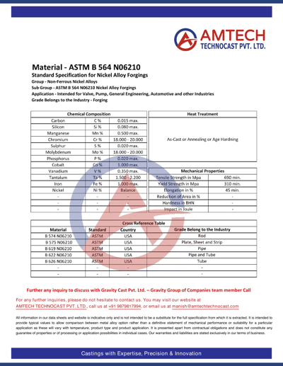 ASTM B 564 N06210