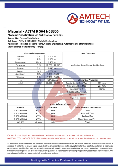 ASTM B 564 N08800