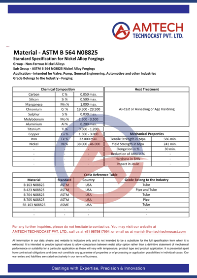 ASTM B 564 N08825